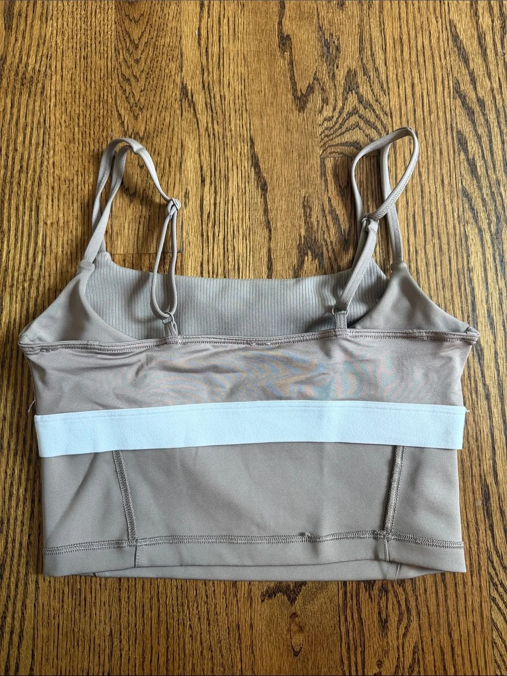 Alo Tan Taupe Airlift Street Goddess Ribbed Bra Tank S